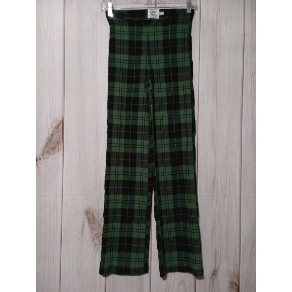 Princess Polly‎ Pants Ladies 2 Green Black Plaid Straight Leg